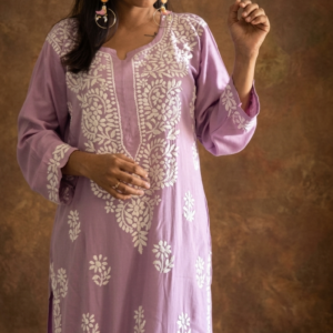 2 Pc Kurti Set - Purple, Rayon