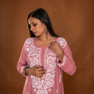 2 Pc Kurti Set - Pink, Rayon