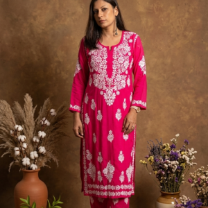 2 Pc Kurti Set - Pink, Modal