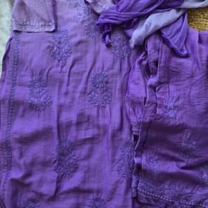 Kurti Set Chanderi 3pc Purple