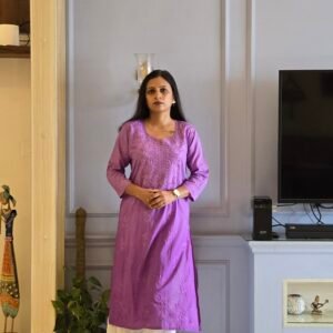 Long Purple Mul Cotton Kurti