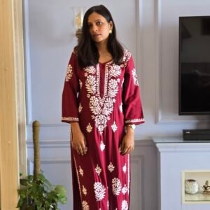 Long Red Rayon Kurti