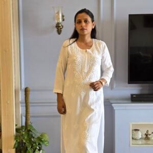 Long White Rayon Kurti