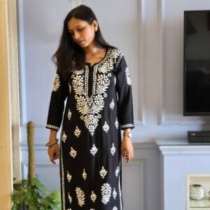 Long Black Rayon Kurti
