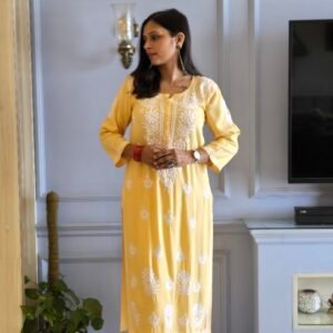 Long Yellow Rayon Kurti