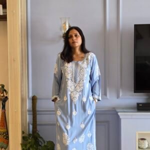 Long Blue Rayon Kurti