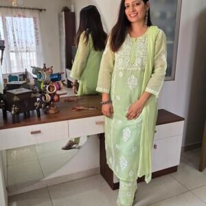 Atman's Kota Doria Set 3pc (Pastel Green)