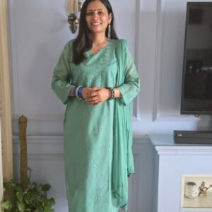 Kurti Set Kota Doria 3pc Mint Green
