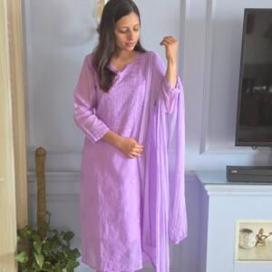Kurti Set Kota Doria 3pc Purple