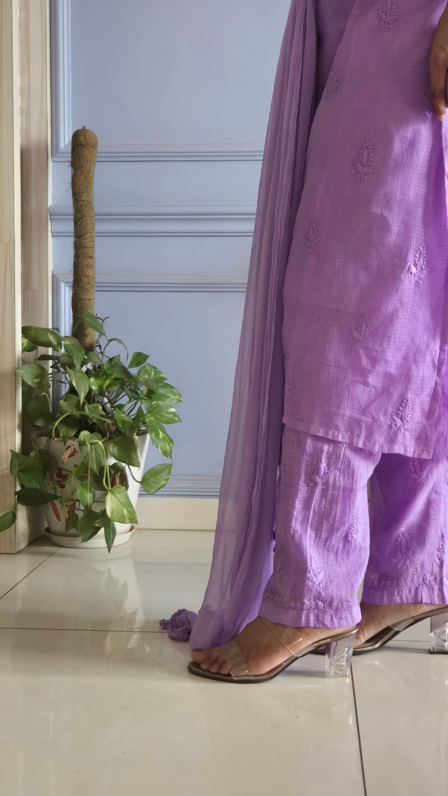 Kurti Set Kota Doria 3pc Purple