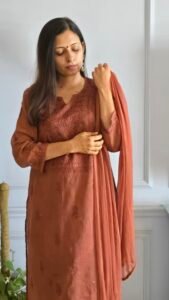 Kurti Set Kota Doria 3pc Brown