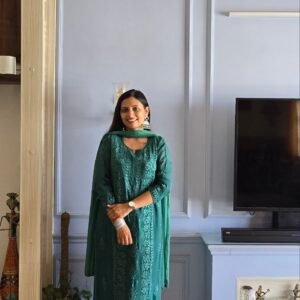 Deep Teal 3pc Viscose Kurti Set