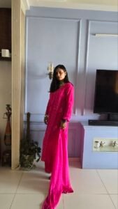Hot Pink 3pc Viscose Kurti Set