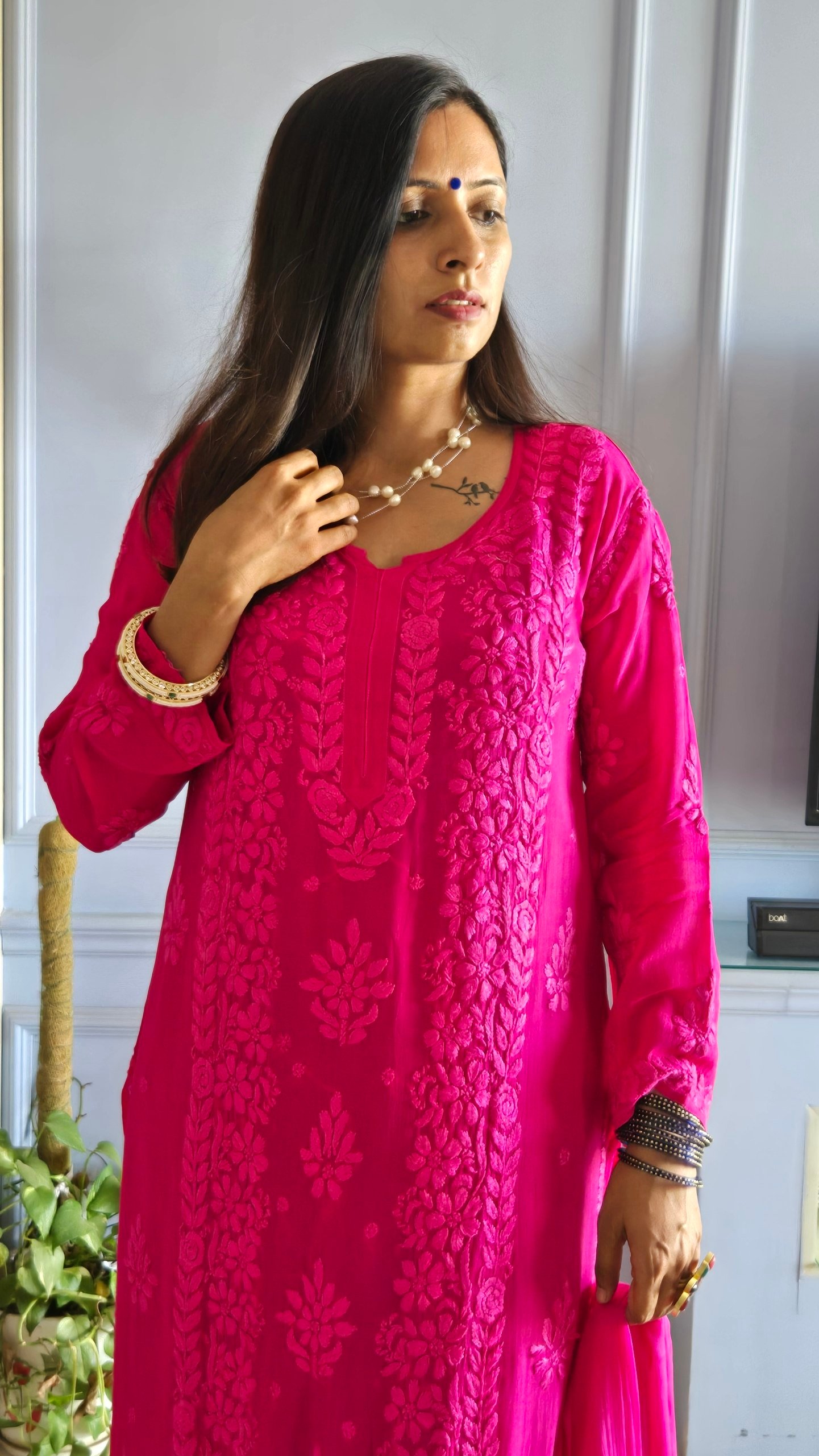 Hot Pink 3pc Viscose Kurti Set