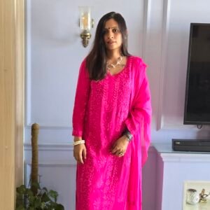 Hot Pink 3pc Viscose Kurti Set