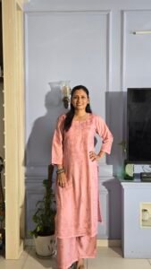 Kurti Set Chanderi 2 Pc (Peach Pink)