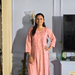 Kurti Set Chanderi 2 Pc (Peach Pink)