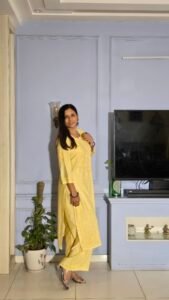 Kurti Set Chanderi 2 Pc (Yellow)