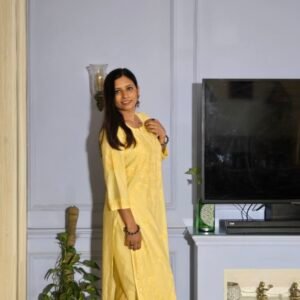 Kurti Set Chanderi 2 Pc (Yellow)